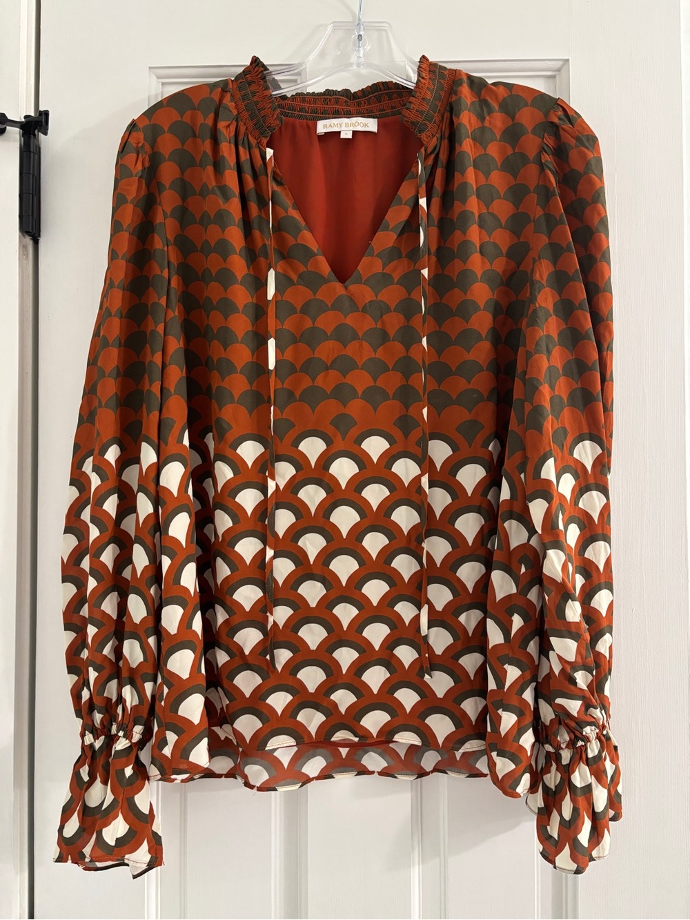 Ramy Brook Rust Geometric Print Blouse - Small